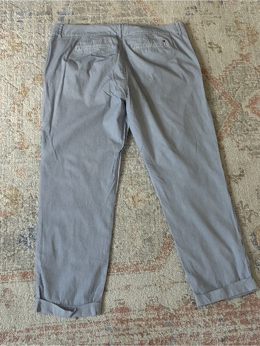 Tommy Hilfiger Light Blue Striped Chinos With AnKle Cuff Size 14 - Picture 4 of 8